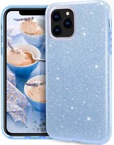 iPhone 12 & iPhone 12 Pro Hoesje Blauw - Glitter Back Cover