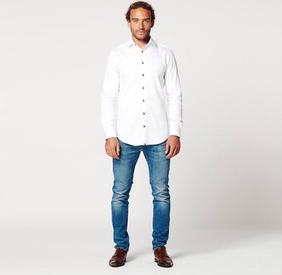 SKOT Fashion Sustainable Shirt Men Circular White Contrast - Wit - Taille S