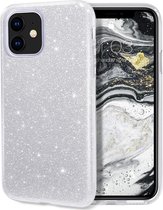 iPhone 12 Mini Hoesje Zilver - Glitter Back Cover