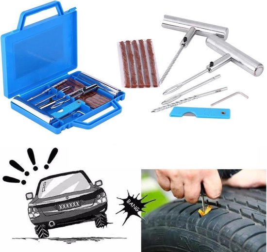 Foto: Louzir 11 delige professionele banden reparatie kit autobanden bike emergency repair kit met handige opbergdoos