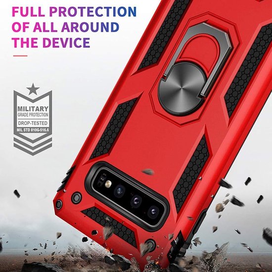 Anti-Shock Hybrid Ring Armor Hoesje Geschikt voor: Samsung Galaxy S10E - goud