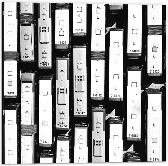 Dibond - Computerspellen (zwart/wit) - 50x50cm Foto op Aluminium (Wanddecoratie van metaal)
