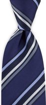 We Love Ties - Stropdas London Connection - geweven zuiver zijde high density - marine / lichtblauw / grijs / wit