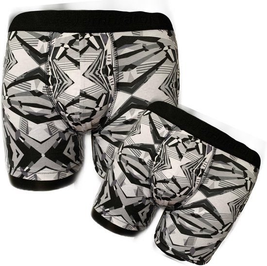 Embrator 2-pack mannen Boxershort overall print zwart/wit maat XL