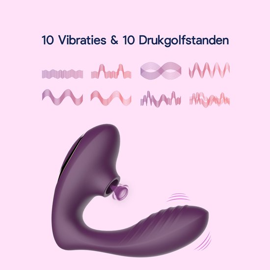Paarse vibrator die 10 trillings- en luchtdrukstanden toont.