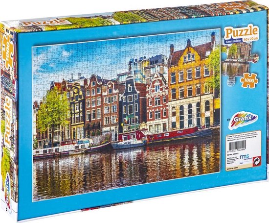 Grafix Puzzel 1000 stukjes volwassenen | Thema Grachtenpanden van Amsterdam | Afmeting 50 X 70 CM | Legpuzzel - Grafix