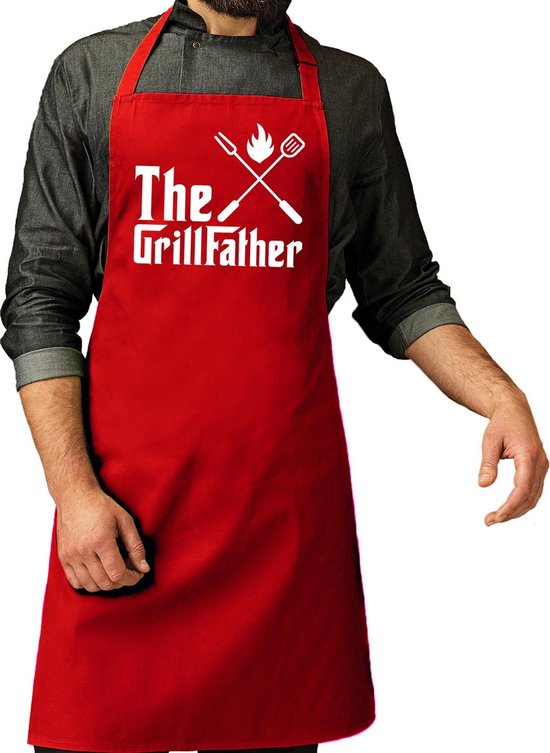 The Grillfather Gift Tablier de barbecue / cuisine rouge pour homme - Tablier de barbecue cadeau pour homme - Anniversaire / Fête des pères