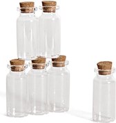 48x Kleine transparante bruiloft cadeau flesjes met kurken deksel/dop 10 ml van glas - Huwelijk bedankjes