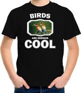 Dieren vogels t-shirt zwart kinderen - birds are serious cool shirt  jongens/ meisjes - cadeau shirt bijeneter vogel/ vogels liefhebber XL (158-164)