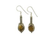 Zilveren oorbellen Tijgeroog 925 zilver (incl. oorbelstoppers)
