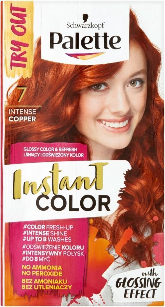 Palette - Instant Color Hair Coloring Shampoo Washable 7 Intense Copper 25Ml