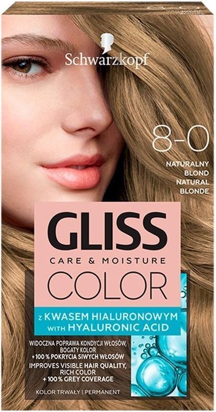 Crème couleur des cheveux couleur Gliss 8- 0 Natural Blonde | bol.com