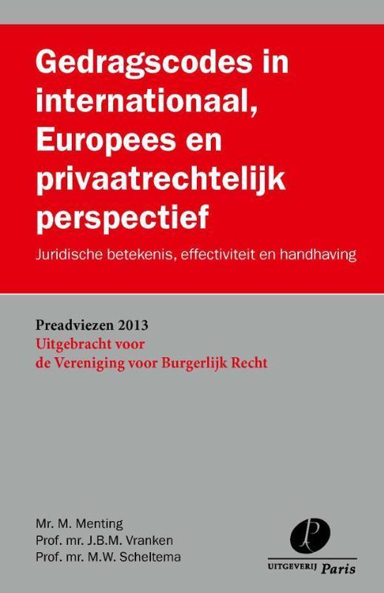 Preadviezen Vereniging voor Burgerlijk Recht - Gedragscodes  ... - cover