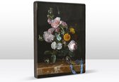 Vanitas Stilleven met bloemen - Willem van Aelst - 19,5 x 26 cm - Niet van echt te onderscheiden schilderijtje op hout - Mooier dan een print op canvas - Laqueprint.