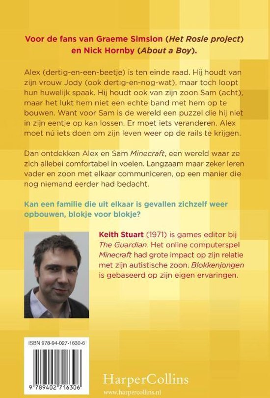 Boekrug met tekst en een foto van een man.