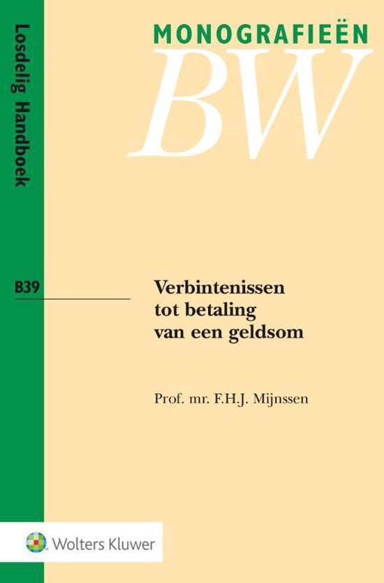 Monografieen BW B39 - Verbintenissen tot betaling van een ge ... - cover