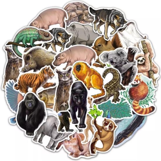 Assimileren Samengroeiing Medaille 50 Wilde dieren stickers 6 x7 cm voor agenda muur kast bed etc. | bol.com