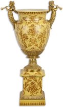 Vaas - Porselein Urn / bokaal Bloemen - Gele vaas - 66,8 cm hoog