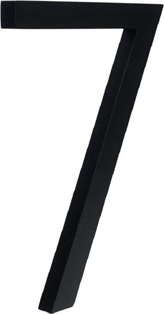 zwart huisnummer 7 - zwart modern huisnummer- 20cm hoog