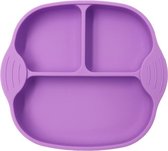 Handig siliconen baby bordje met vakjes en zuignap | Kinderservies |Babybordje | Kinderbordje | kleur paars | BPA en PVC vrij bord