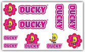 fietsstickers Ducky junior 14 x 20 cm papier roze