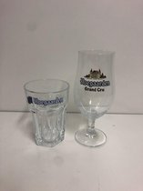 Hoegaarden bierglas set van 2 stuks 1x bekerglas 1 x grand cru voetglas bierglazen bier glas glazen