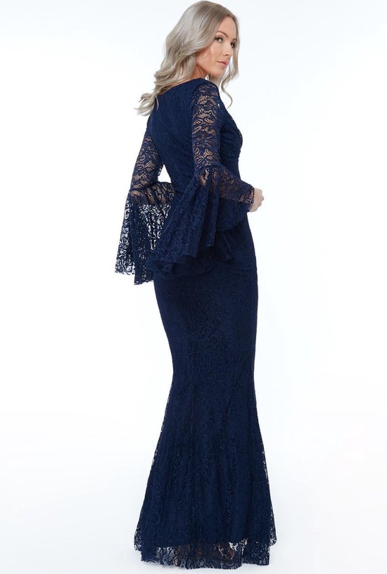 Mooie jurk met wijde mouwen - Maat 36 - Donkerblauw | bol.com