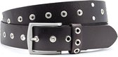 Thimbly Belts Zwarte punky jeansriem - heren en dames riem - 4 cm breed - Zwart - Echt Leer - Taille: 95cm - Totale lengte riem: 110cm
