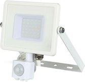 LED Bouwlamp 30 Watt met Sensor - LED Schijnwerper - Viron Dana - Natuurlijk Wit 4000K - Mat Wit - Aluminium - SAMSUNG LEDs - BSE