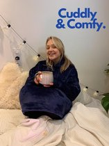 CuddlyAndComfy™ Hoodie Deken – Deken Met Mouwen Voor Mannen en Vrouwen – Sherpa Fleece – Plaid – Oversized Hoodie – One Size – Blauw