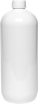 Lege plastic fles 1 Liter PET wit - met witte ribbeldop - set van 10 stuks - Navulbaar - leeg