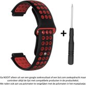 Siliconen Smartwatchband - Geschikt voor Garmin - 22 mm - Zwart/Rood
