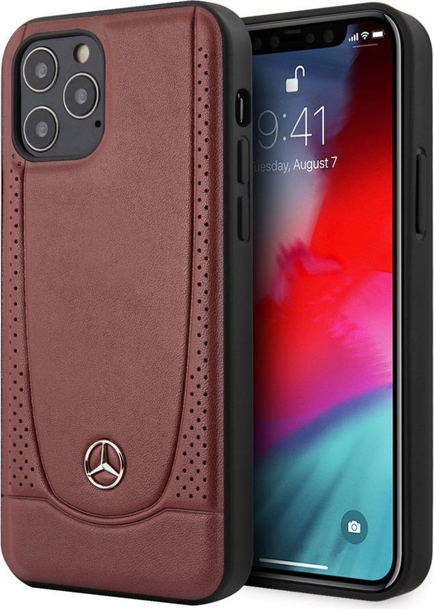 iPhone 12 Pro Max Backcase hoesje - Mercedes-Benz - Effen Rood - Leer