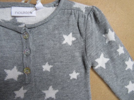 combinaison noukie's en tricot fin, gris, avec étoile en blanc, 3 mois 62