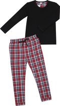 La-V pyjama sets voor jongens  met geruite flanel broek  Zwart/rood 140-146