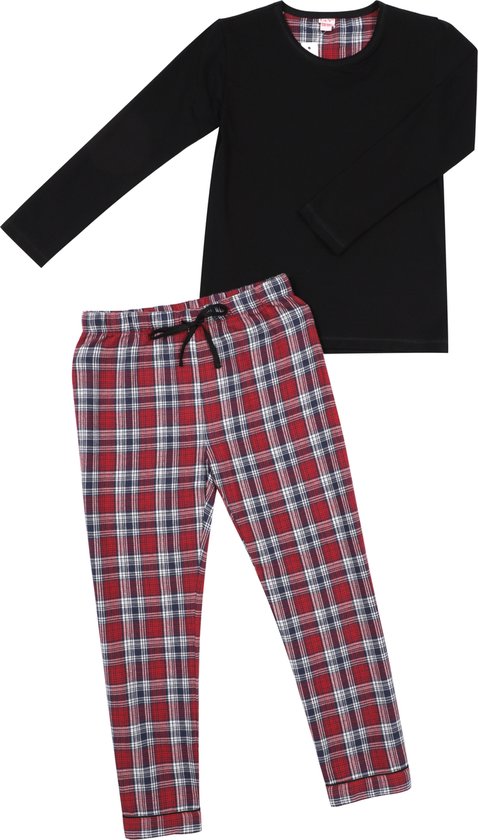 pyjama sets voor met geruite flanel broek Zwart/rood 152-158 bol.com