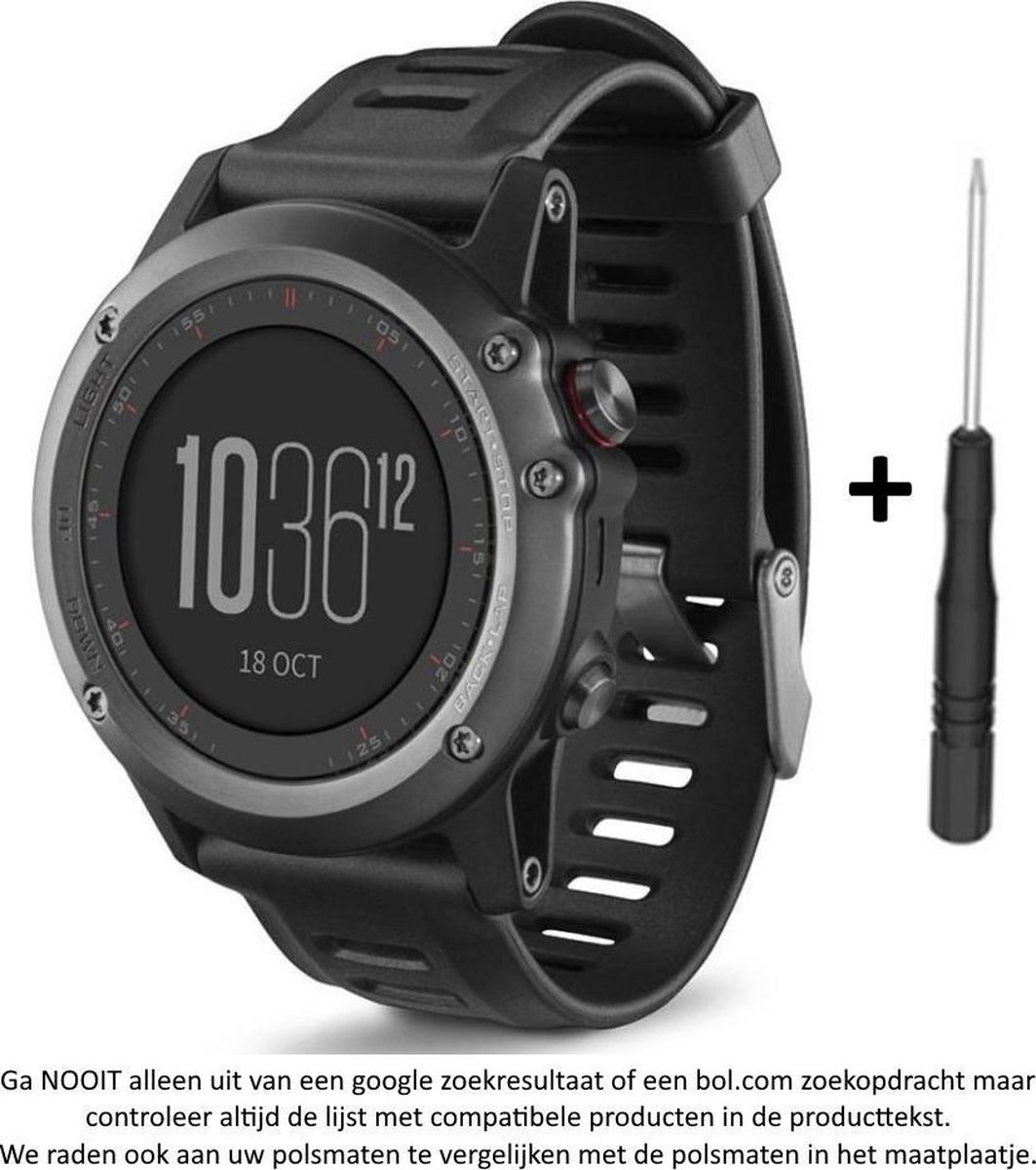 Siliconen Sporthorlogebandje - Geschikt voor Garmin - 26 mm - Zwart