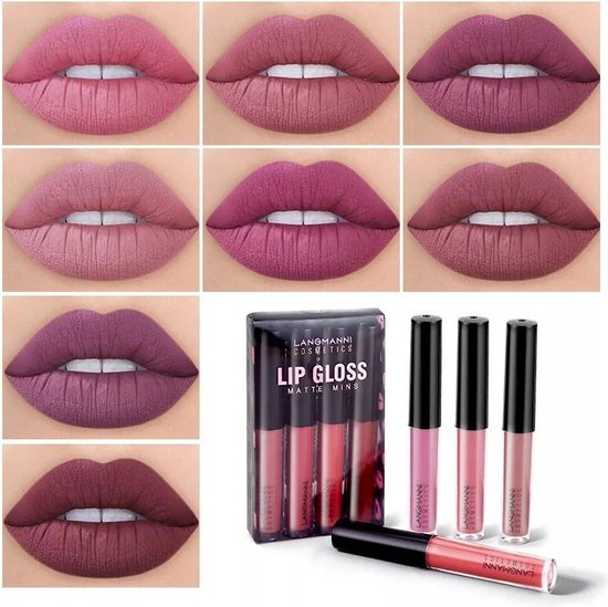 Tegenhanger Voorrecht Reisbureau Set van 4 mini liquid lipsticks - Matte lippenstift - Set B - Waterproof -  Make up set... | bol.com
