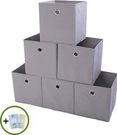 Four Seasons - Opbergdoos - Opbergbox - Opbergmand - 6 Stuks - 27x27x28CM - Grijs - Incl 2 kast geur hangers -