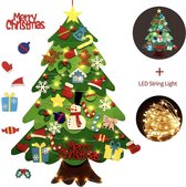 Vilten Kerstboom Met LED Verlichting (70X100)- Kerstboom Voor Kinderen, 32 Kerstversieringen - Klittenband - KerstCadeau - Kinderkerstboom - Speelgoed - Kerstmis - Nieuwjaar Versie