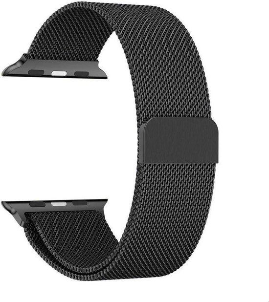 Luxe Milanese Loop Armband Voor Apple Watch Series 1/2/3/4/5/6/SE 42/44 mm Horloge Bandje - Metalen iWatch Milanees Watchband Polsband - Stainless Steel Mesh Watch Band - Horlogeband - Magneet Sluiting - Zwart - AA Commerce