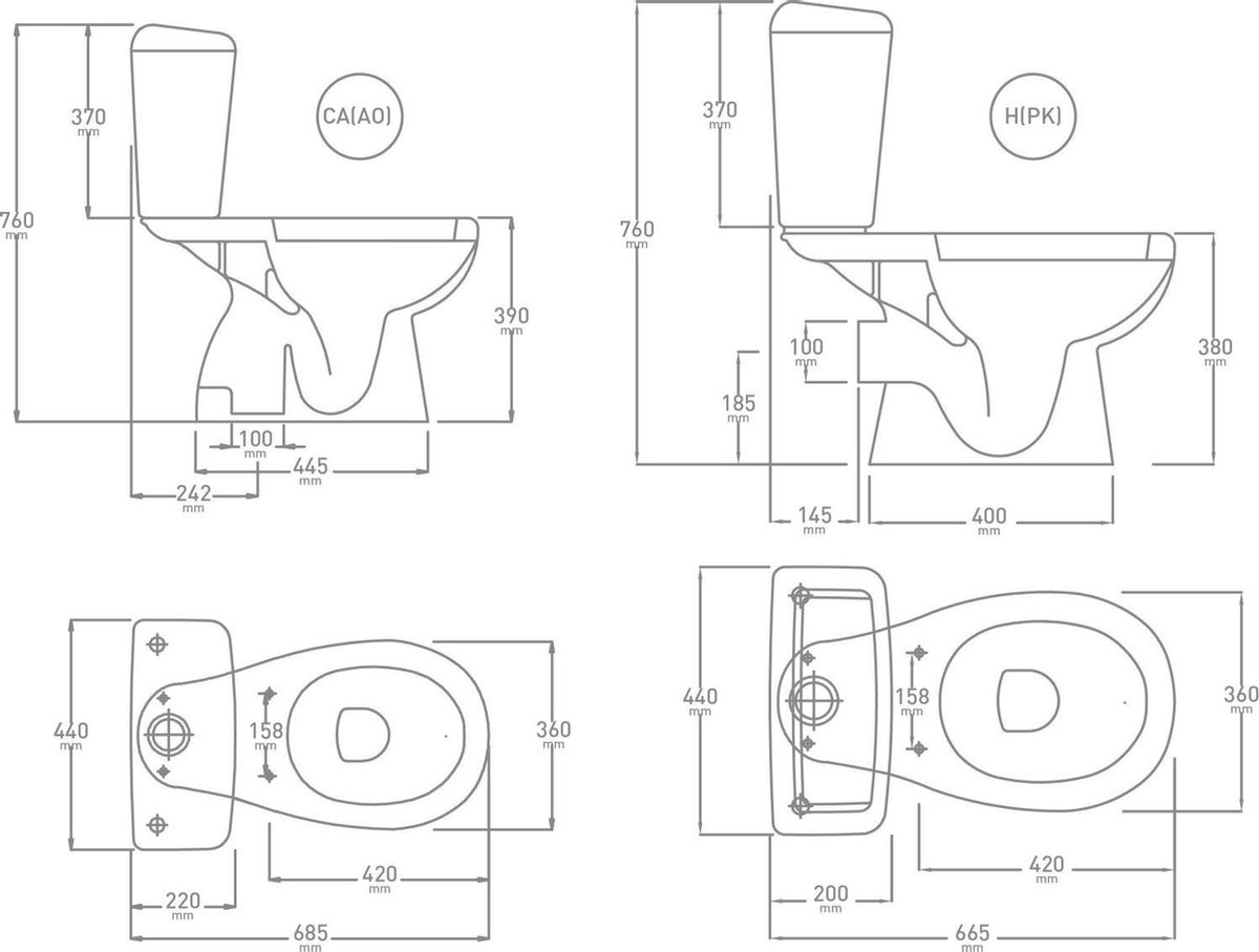 VBChome WC Sur Pied En Céramique - Design Complet - Avec Réservoir De Chasse D'eau - Siège De WC Avec Fonction D'abaissement Automatique SoftClose Pour Sortie Horizontale - Raccordement D'eau Sans