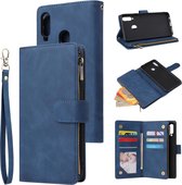 Luxe Telefoonhoesje voor Samsung Galaxy A20s | Hoogwaardig Leren Bookcase | Lederen Wallet Case | Luxe Uitstraling | Pasjeshouder 6 stuks | Portemonnee | Rits | Blauw