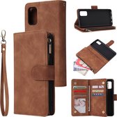 Luxe Telefoonhoesje voor Samsung Galaxy A41 | Hoogwaardig Leren Bookcase | Lederen Wallet Case | Luxe Uitstraling | Pasjeshouder 6 stuks | Portemonnee | Rits | Cognac Bruin