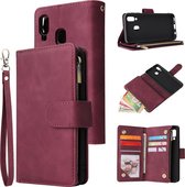 Luxe Telefoonhoesje voor Samsung Galaxy A40 | Hoogwaardig Leren Bookcase | Lederen Wallet Case | Luxe Uitstraling | Pasjeshouder 6 stuks | Portemonnee | Rits | Rood