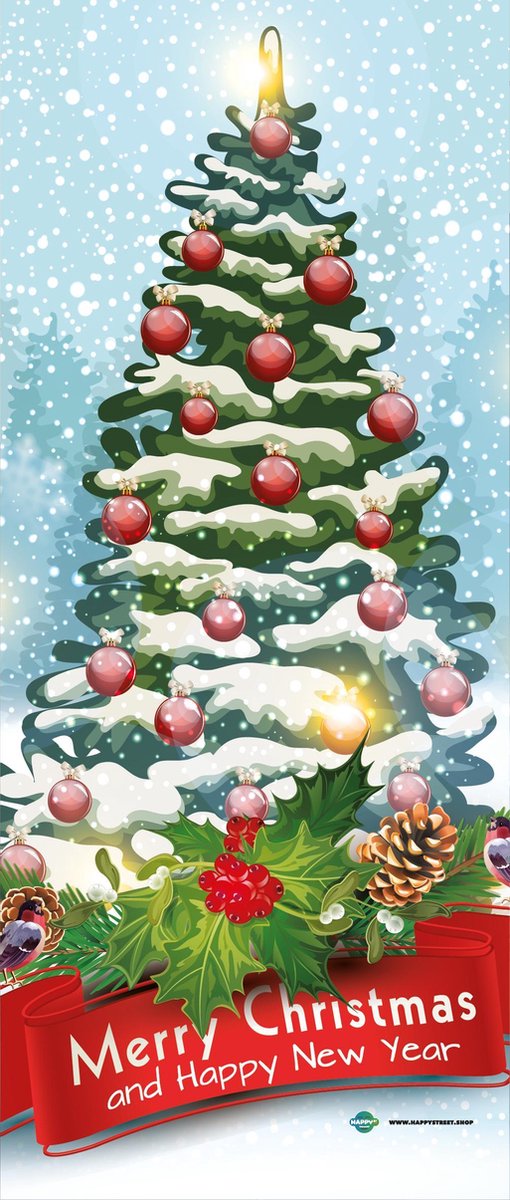Deurprint Merry Christmas 85x200cm