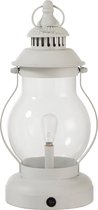 J-Line Tafellamp Led Lantaarn Metaal/Glas Wit