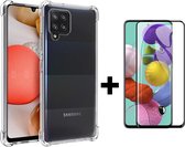HB Hoesje Geschikt voor Samsung Galaxy A42 5G Transparant - Anti Shock Hybrid Back Cover & Volledige Display Screenprotector
