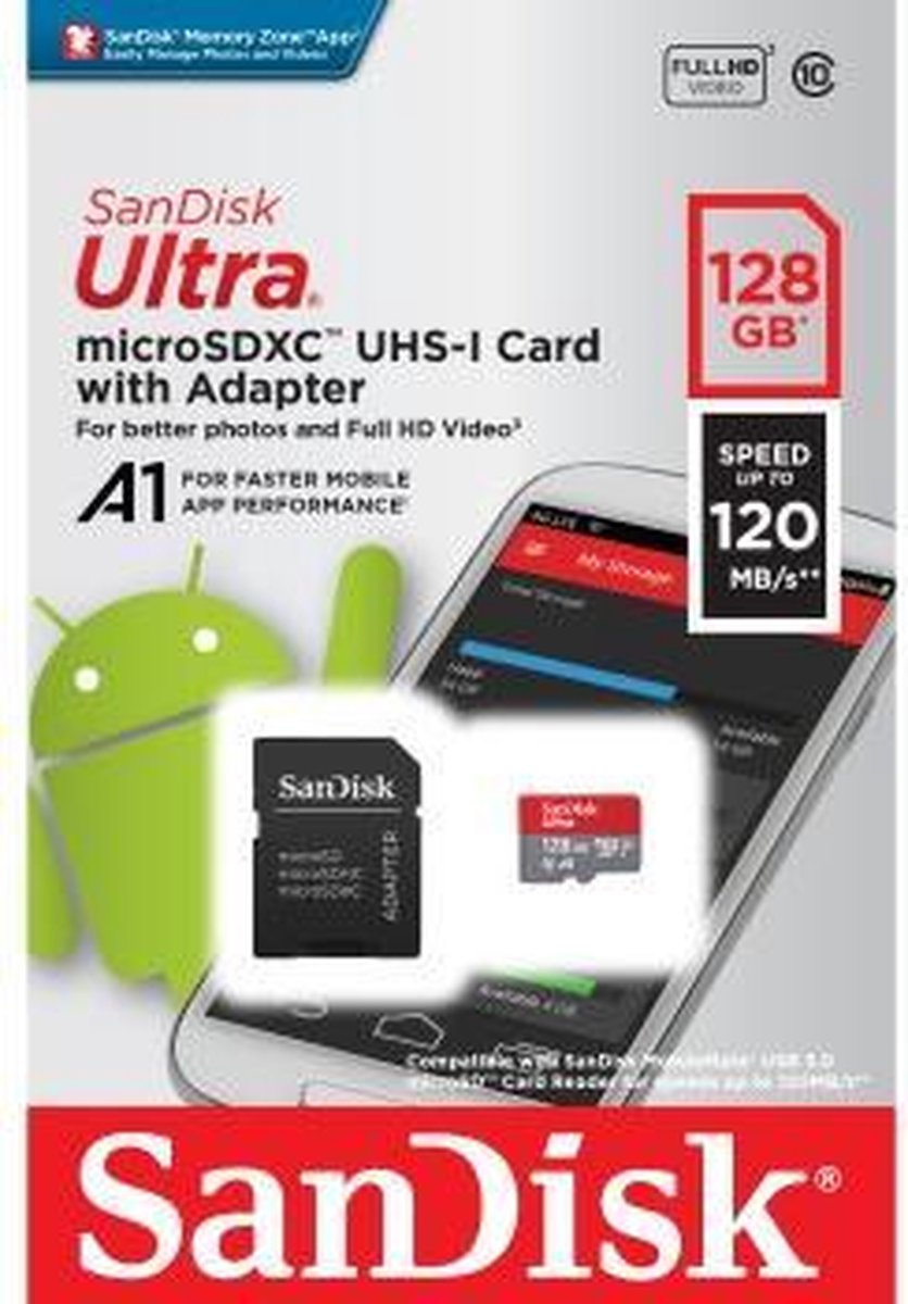 SanDisk Ultra microSDHC 32GB 120MB/s A1 Class 10 UHS-I, s adaptérem