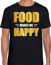 Food makes me happy / Eten maakt me gelukkig t-shirt zwart voor heren - voedsel shirt - themafeest / outfit M